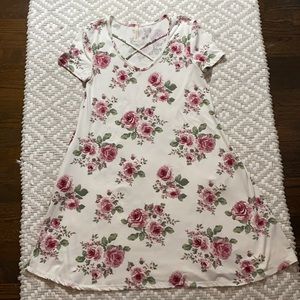 Lime + Chili rose print dress